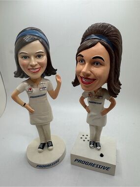 Progressive Insurance Flo Bobblehead  RARE Lot - Original & Talking Flo Set